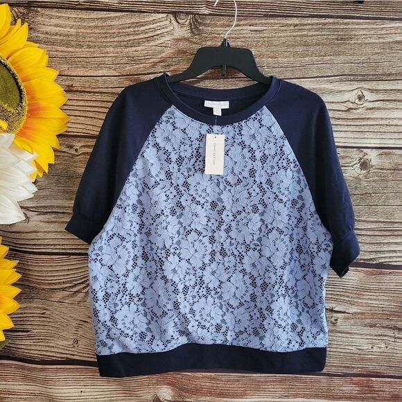 "Charter Club " Woman's mid Sleeve top Size:XL intrepid blue pullover NWT - Picture 2 of 6